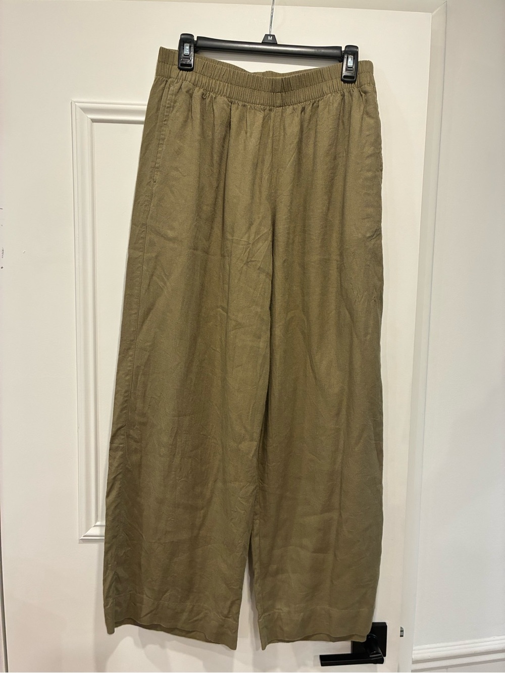 Women’s Olive Wide-Leg Linen Pants - Old Navy